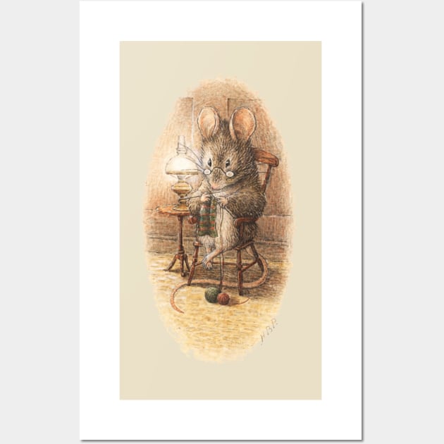 Knitting Mouse - Beatrix Potter Wall Art by forgottenbeauty